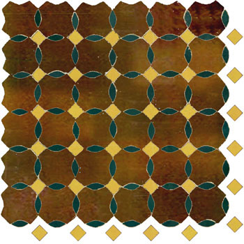 Mosaic House Moroccan tile Kora Z 19-24-18 Brown Sea Green Yellow  zellige, mosaic, zellij, field, pattern, glaze, simple, classic, octagonal 